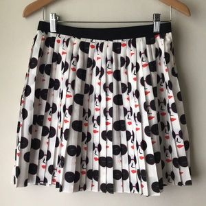 Pleated Novelty Print Mini Skirt